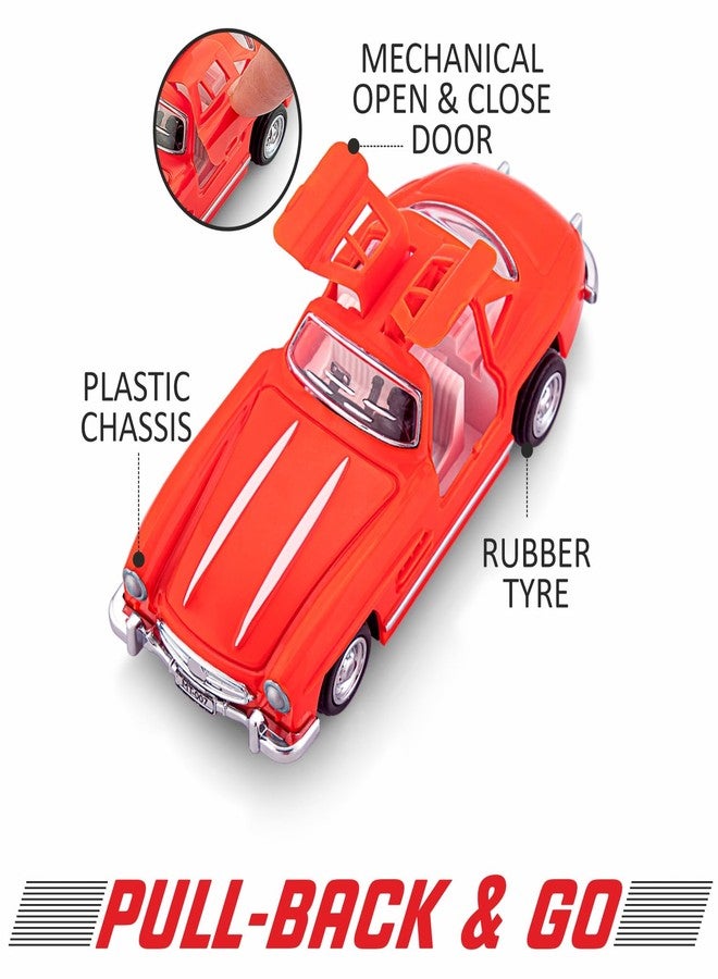 Shinsei Classics S Series - Vintage Red Classic Car | Pull-Back Toy with Falcon Wing Doors | Collectible Model - Image 2